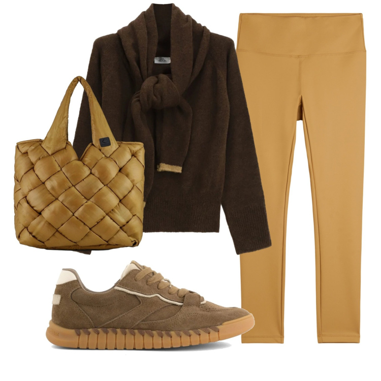 Outfit donna - Total look #2361409. Stile Basic per Tutti i giorni. Abbinamento con maglieria, leggings, borse tote, sneakers.