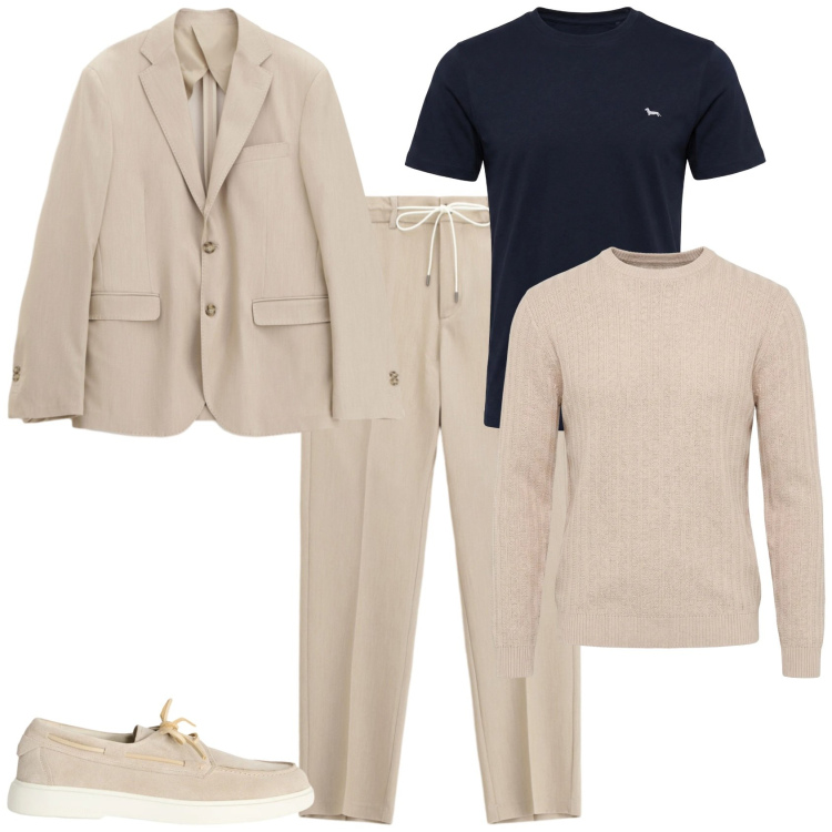 Outfit uomo - Business elegante ufficio week end. Stile Business/Elegante per Ufficio. Abbinamento con scarpe stringate, pullovers, t-shirt, pantaloni, giacche.