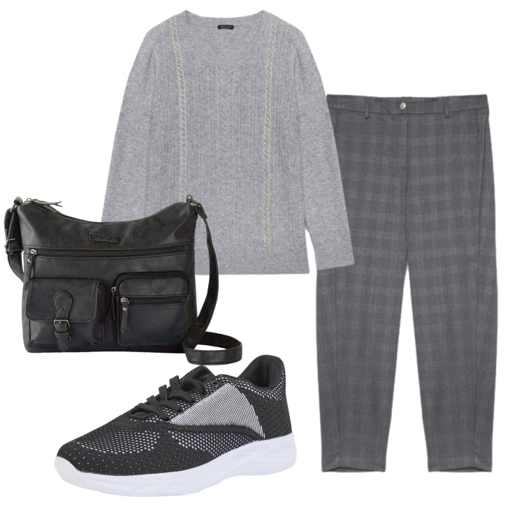 Outfit donna - Total look #2361476. Stile Basic per Tutti i giorni. Abbinamento con borse a tracolla, sneakers, pantaloni, maglieria.