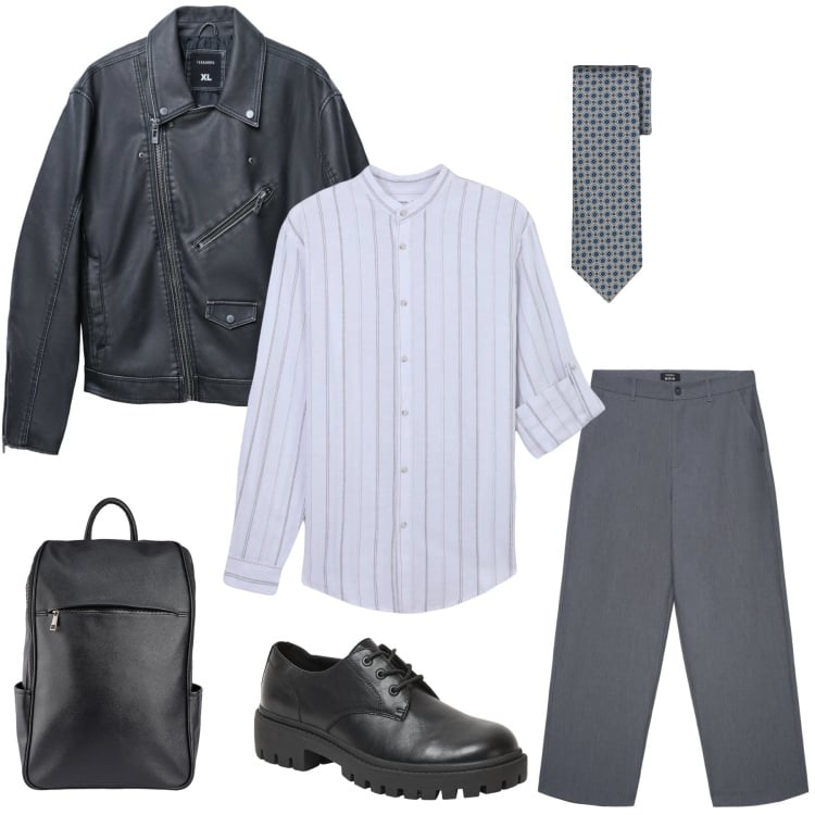 Outfit uomo - Urban Rebel Tailoring. Stile Trendy per Tutti i giorni. Abbinamento con giacche, scarpe stringate, camicie, pantaloni, borse sportive, cravatte.