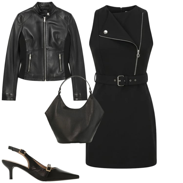 Outfit donna - City. Stile Urban per Tutti i giorni. Abbinamento con sandali col tacco, borse a spalla, giacche, vestiti corti.