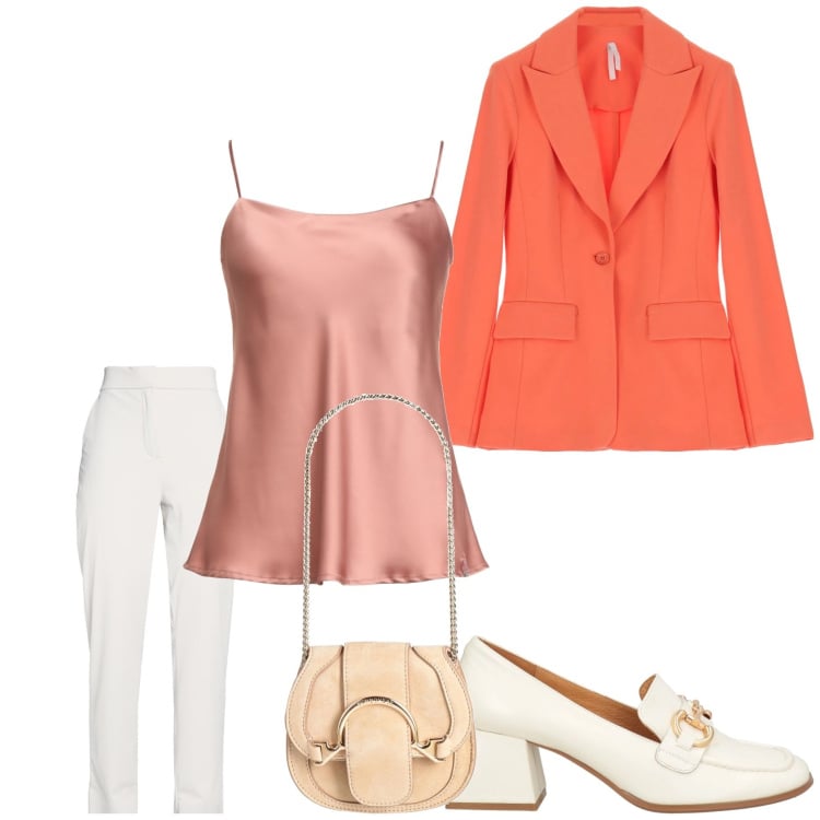 Outfit donna - Total look #2361507. Stile Casual chic per Tutti i giorni. Abbinamento con marsupi, mocassini, top, pantaloni, blazer.