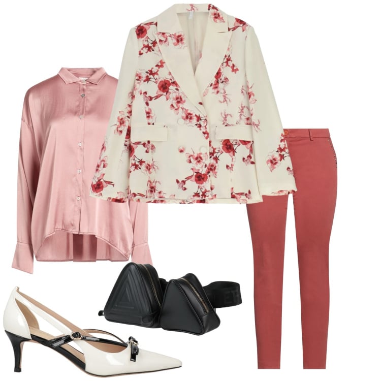 Outfit donna - Total look #2361555. Stile Chic per Serata fuori. Abbinamento con marsupi, camicie, décolleté, pantaloni, blazer.