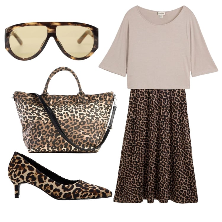 Outfit donna - Total look #2361606. Stile Trendy per Ufficio. Abbinamento con décolleté, shopping bag, vestiti, occhiali da sole.