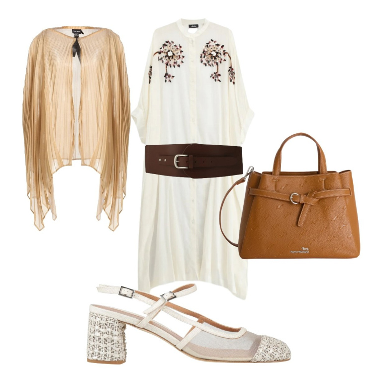 Outfit donna - Sobria ed elegante per la cerimonia. Stile Chic per Cerimonia. Abbinamento con cappotti, décolleté, borse a mano, vestiti midi/longuette, cinture.