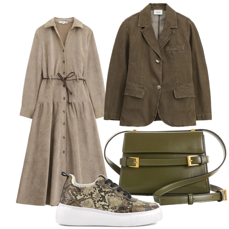 Outfit donna - Casual e un po vintage per la città. Stile Vintage retrò per Tutti i giorni. Abbinamento con borse a tracolla, blazer, vestiti lunghi, sneakers.