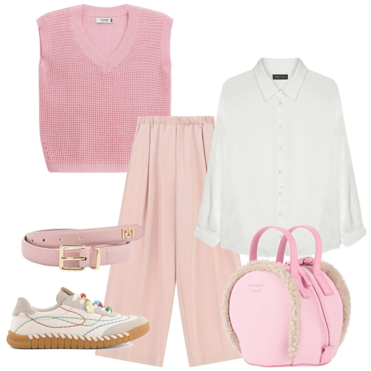 Outfit donna - Il potere dei colori pastello - Focus Do. Stile Bon Ton per Tutti i giorni. Abbinamento con zaini, pantaloni a palazzo, camicie, top, cinture, sneakers.