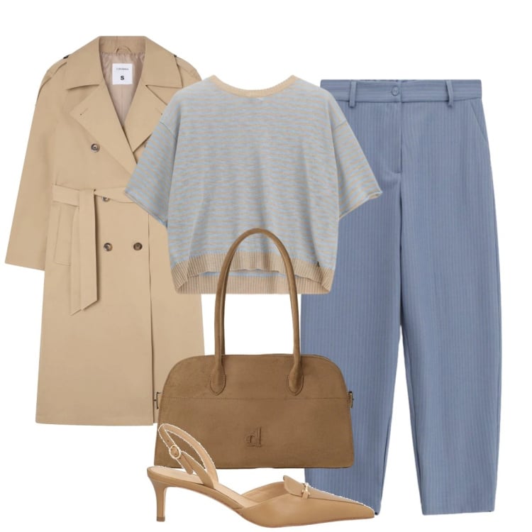 Outfit donna - La maglia per la mezza stagione. Stile Urban per Tutti i giorni. Abbinamento con décolleté, trench, cappotti, maglieria, pantaloni.