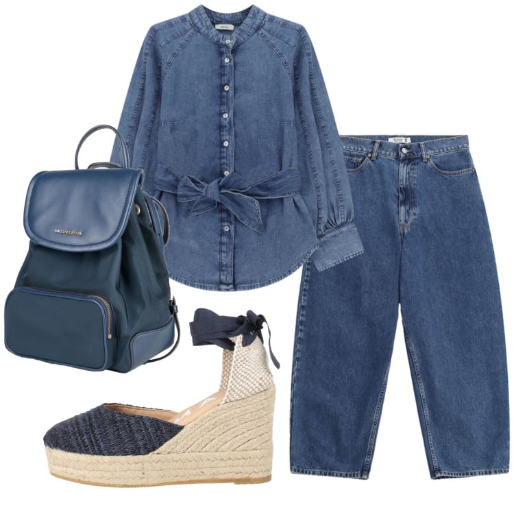 Outfit donna - Total look #2361733. Stile Casual per Scuola/Università. Abbinamento con zaini, espadrillas, camicie, jeans.