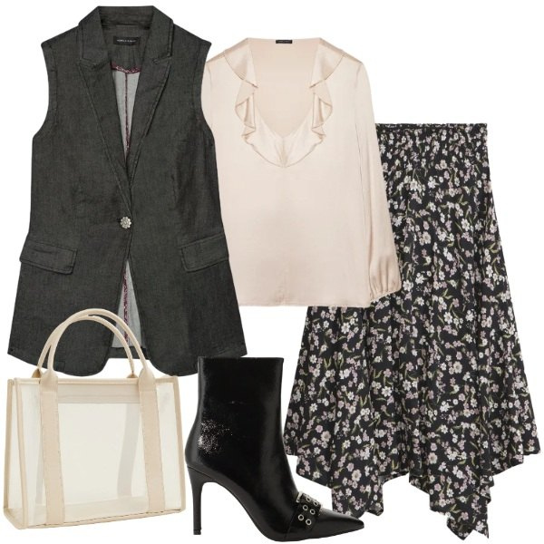 Outfit donna - gilet lungo. Stile Romantica per Tutti i giorni. Abbinamento con gonne longuette, borse tote, stivaletti, gilet, bluse.