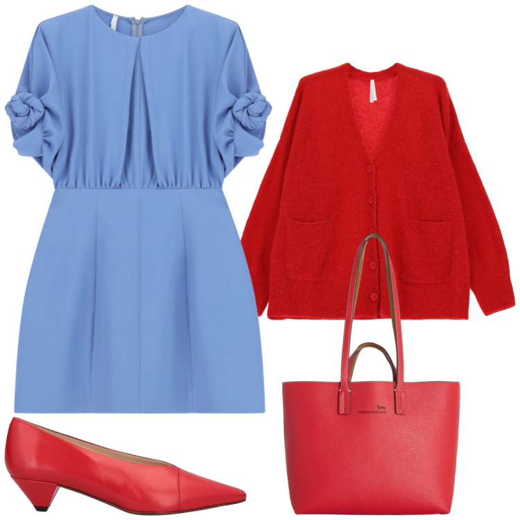 Outfit donna - Total look #2361781. Stile Bon Ton per Cerimonia. Abbinamento con décolleté, shopping bag, cardigans, vestiti corti.