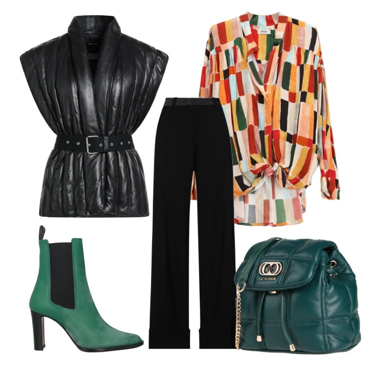 Outfit donna - Total look #2361795. Stile Chic Abbinamento con stivaletti chelsea, pantaloni, cinture, valigie, bluse.