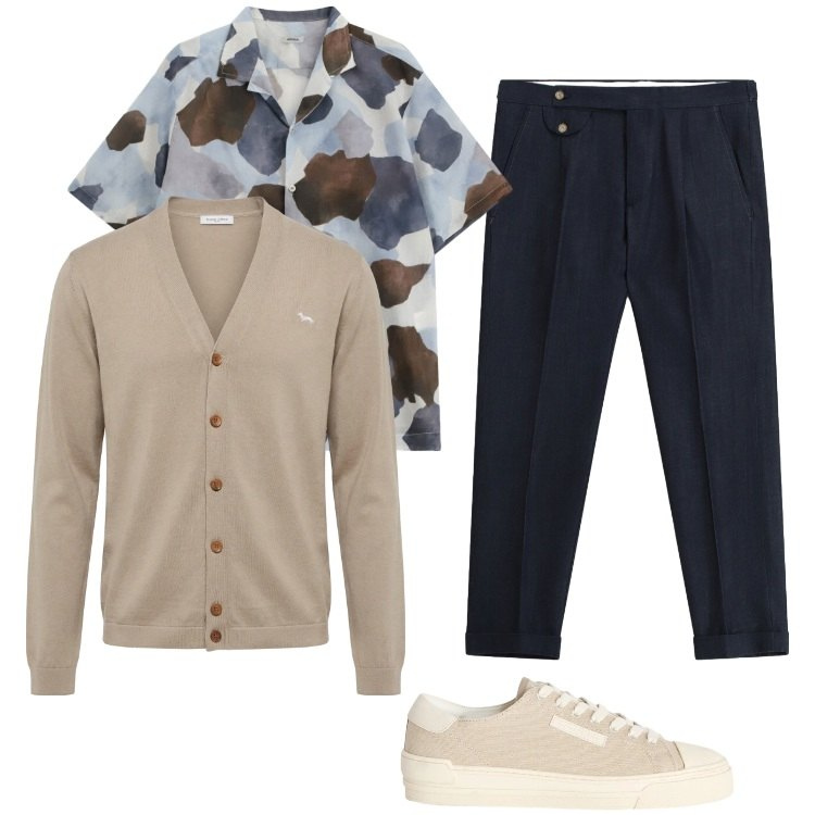 Outfit uomo - Total look #2361812. Stile Casual per Tutti i giorni. Abbinamento con sneakers, cardigans, pantaloni, camicie a manica corta.