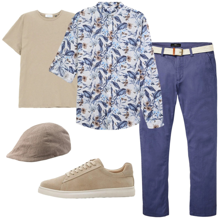 Outfit uomo - Riviera casual - armocromia estate. Stile Trendy per Tutti i giorni. Abbinamento con pantaloni chino, sneakers, t-shirt, camicie, cappelli e berretti.