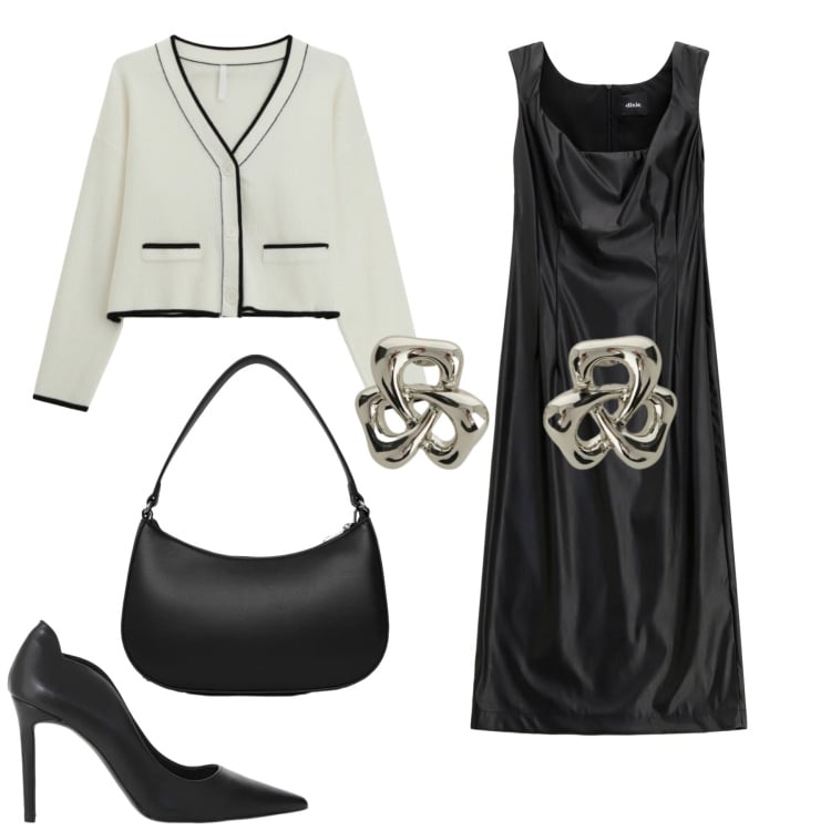 Outfit donna - Maglia leggera protagonista. Stile Casual chic per Serata fuori. Abbinamento con borse a tracolla, cardigans, vestiti midi/longuette, décolleté, orecchini.