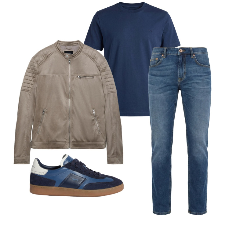 Outfit uomo - Marzo. Stile Casual per Tutti i giorni. Abbinamento con sneakers, jeans, t-shirt, giacche.