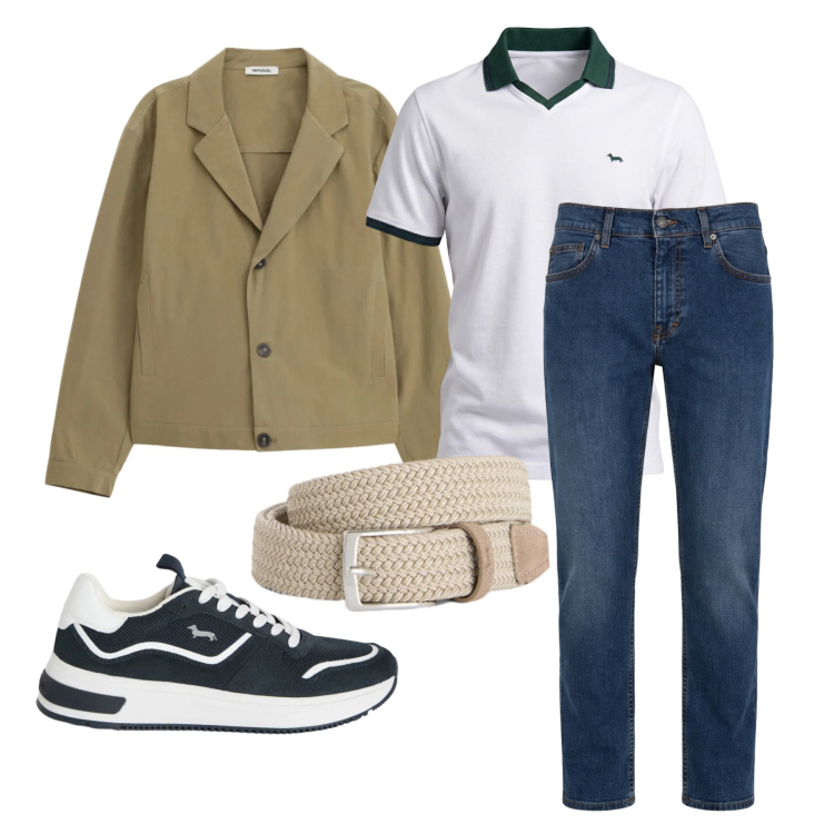 Outfit uomo - Marzo. Stile Trendy per Tutti i giorni. Abbinamento con jeans, cinture, polo, sneakers, giacche.