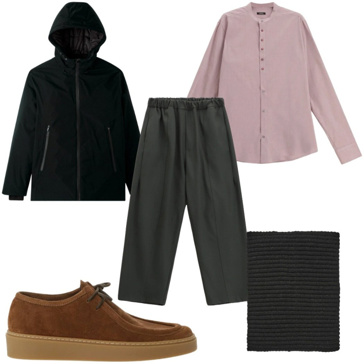 Outfit uomo - Total look #2361938. Stile Casual per Tutti i giorni. Abbinamento con pantaloni, camicie, scarpe stringate, scaldacollo, giacche.