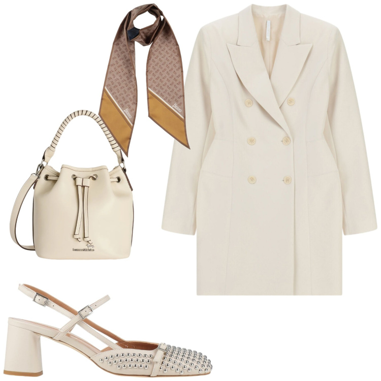 Outfit donna - Abito curvy. Stile Chic per Serata fuori. Abbinamento con sciarpe, décolleté, borse a secchiello, vestiti corti.