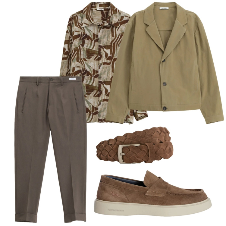 Outfit uomo - Primavera Imperial. per Tutti i giorni. Abbinamento con scarpe stringate, cinture, camicie, pantaloni, giacche.