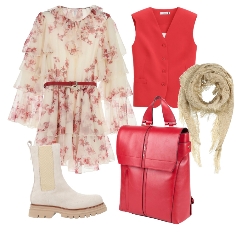 Outfit donna - Marzo. Stile Glamour per Tutti i giorni. Abbinamento con stivaletti, zaini, stole, vestiti corti, gilet.