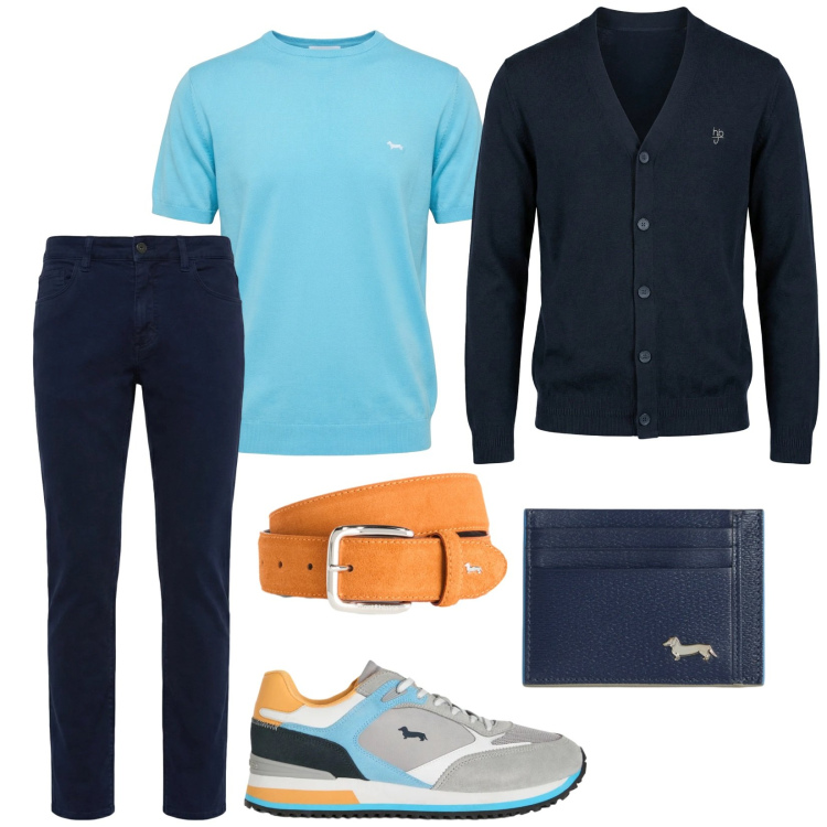 Outfit uomo - Total look #2362162. Stile Trendy per Tutti i giorni. Abbinamento con t-shirt, sneakers, cinture, portafogli, pantaloni, cardigans.