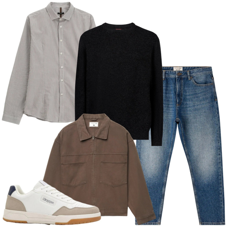 Outfit uomo - Total look #2362197. Stile Casual per Tutti i giorni. Abbinamento con sneakers, camicie, jeans, cappotti, maglieria.