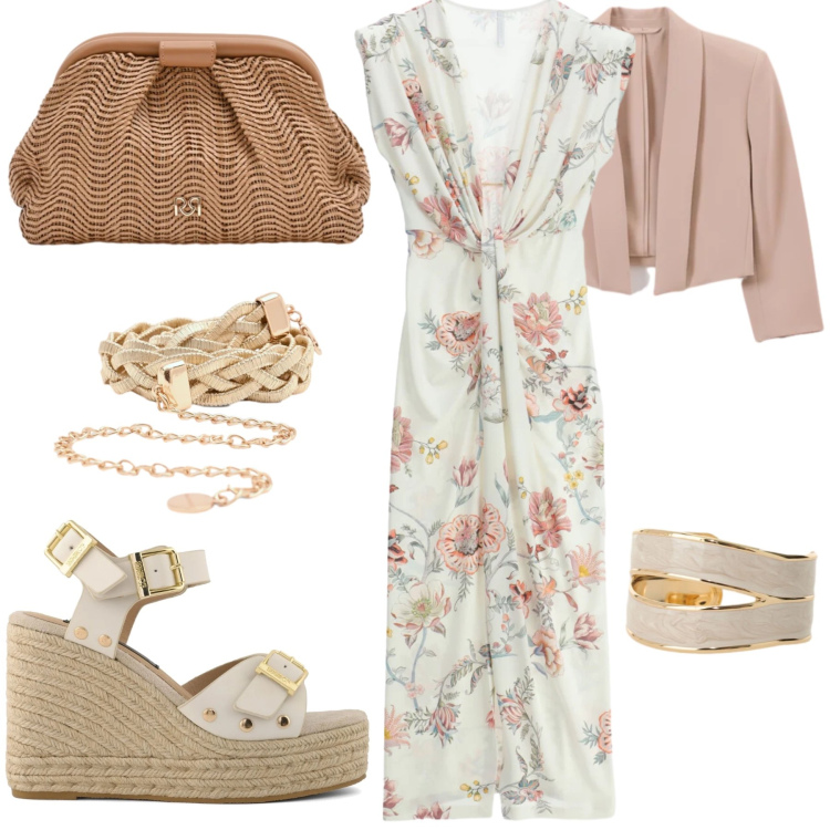 Outfit donna - Danza di Fiori e Seta. Stile Romantica per Cerimonia. Abbinamento con vestiti lunghi, anelli, bolero, pochette, cinture, zeppe.