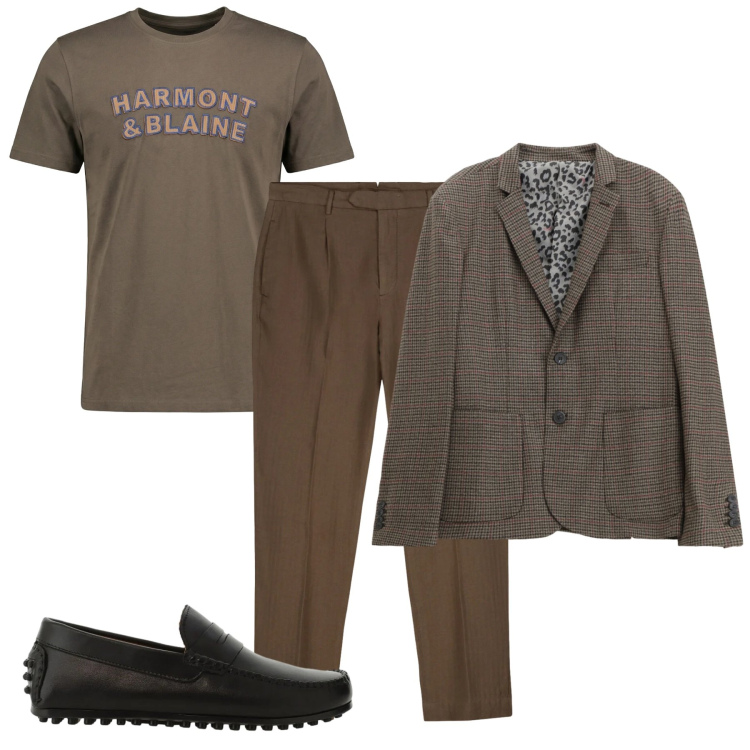Outfit uomo - Mocassini mood. Stile Casual per Tutti i giorni. Abbinamento con t-shirt, giacche, scarpe stringate, pantaloni.