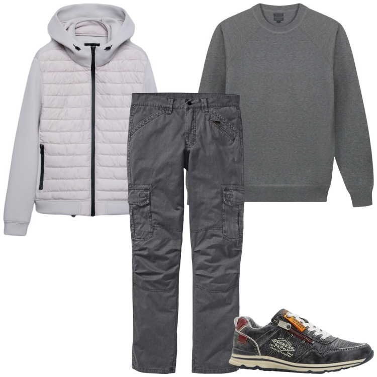 Outfit uomo - Total look #2362224. Stile Casual per Tutti i giorni. Abbinamento con pantaloni cargo, sneakers, giacche, maglieria.
