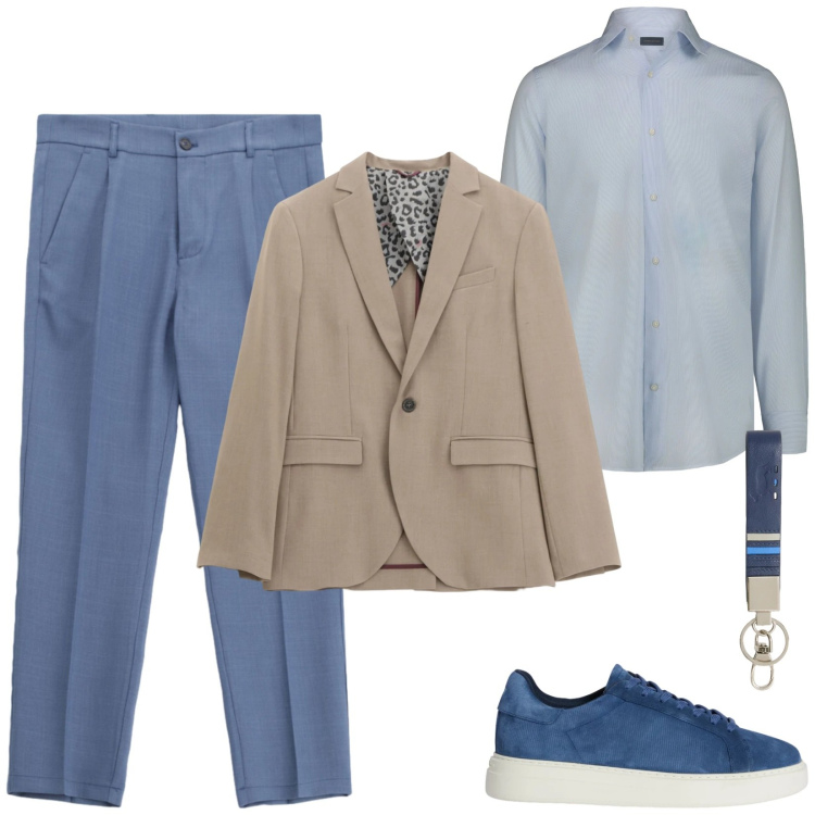 Outfit uomo - Weekend. Stile Trendy per Tutti i giorni. Abbinamento con sneakers, portachiavi, giacche, pantaloni, camicie.