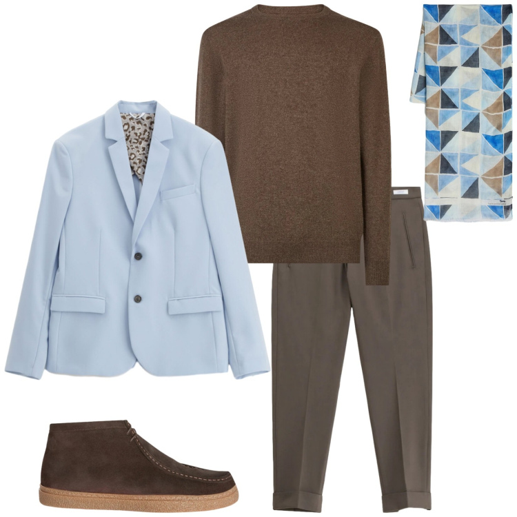 Outfit uomo - Total look #2362245. Stile Business/Elegante per Ufficio. Abbinamento con stivali e stivaletti, sciarpe, giacche, pantaloni, maglieria.