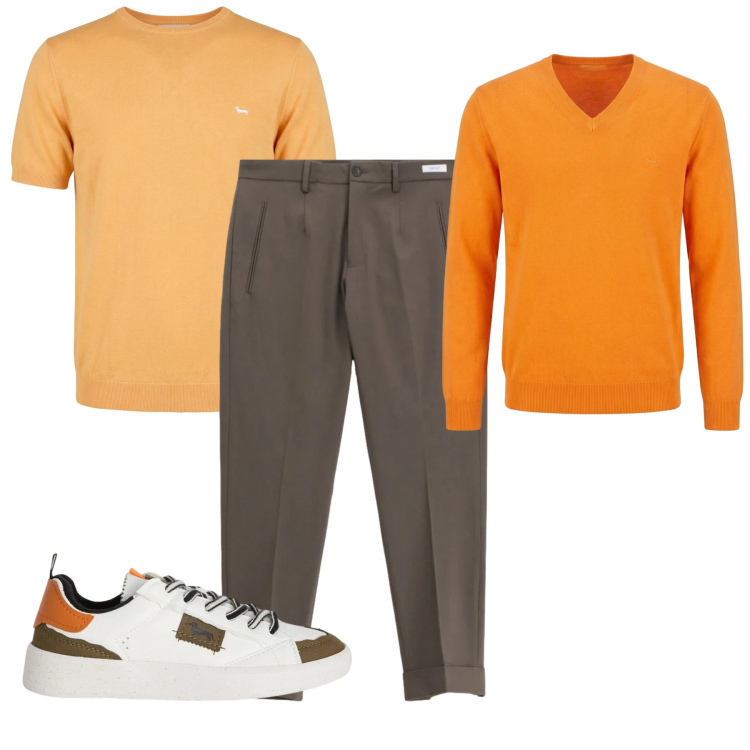 Outfit uomo - Giornata luminosa. Stile Casual per Tutti i giorni. Abbinamento con sneakers, pullovers, t-shirt, pantaloni.