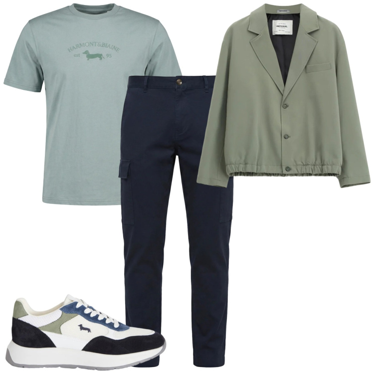 Outfit uomo - I cargo da città. Stile Casual per Tutti i giorni. Abbinamento con sneakers, t-shirt, pantaloni cargo, giacche.