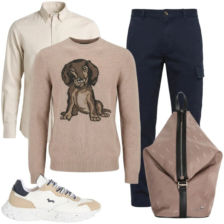 Outfit uomo - Total look #2362257. Stile Casual per Tutti i giorni. Abbinamento con pantaloni cargo, camicie, borse sportive, sneakers, maglieria.