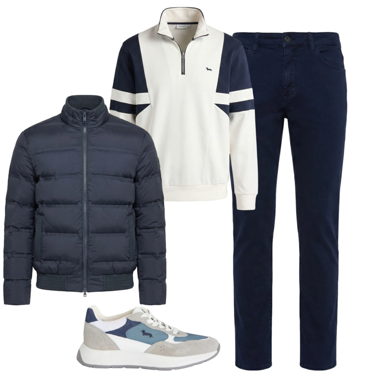 Outfit uomo - Marzo. Stile Urban per Tutti i giorni. Abbinamento con felpe, sneakers, bomber, pantaloni.