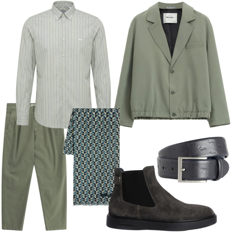 Outfit uomo - Casual. Stile Casual per Tutti i giorni. Abbinamento con pantaloni, giacche, cinture, sciarpe, stivali e stivaletti, camicie.