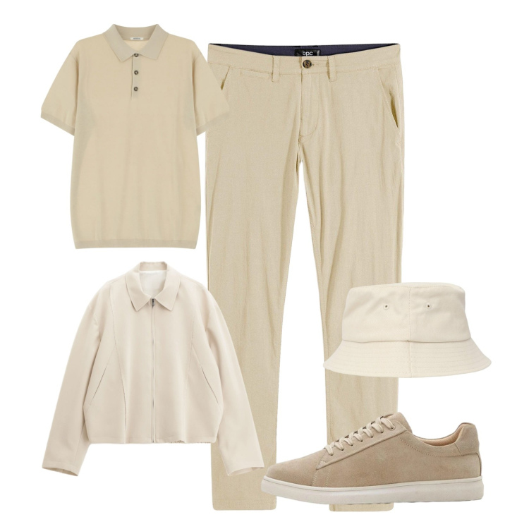 Outfit uomo - Toni neutri. Stile Urban per Tutti i giorni. Abbinamento con pantaloni chino, sneakers, polo, cappotti, cappelli con visiera.