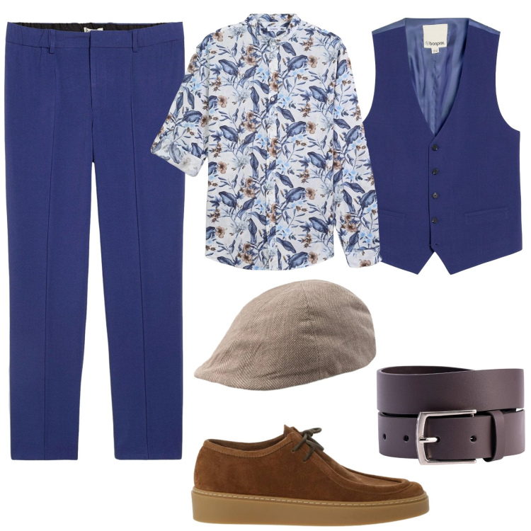 Outfit uomo - La camicia a maniche arrotolate. Stile Trendy per Tutti i giorni. Abbinamento con gilet, pantaloni, scarpe stringate, camicie, cinture, cappelli e berretti.