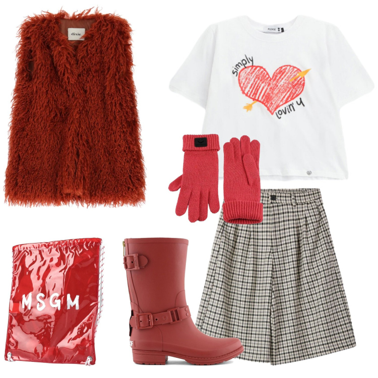 Outfit donna - OddRed. Stile Glamour per Serata fuori. Abbinamento con zaini, bermuda, gilet, t-shirt, guanti, stivali.