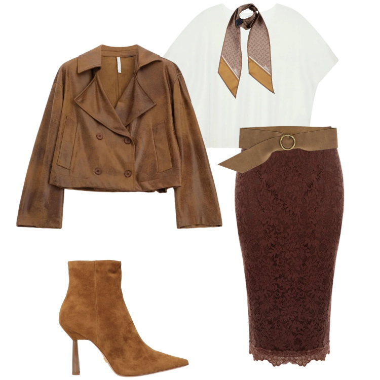 Outfit donna - Stile romantico primaverile. Stile Romantica per Serata fuori. Abbinamento con sciarpe, stivaletti, giacche, top, cinture, gonne longuette.