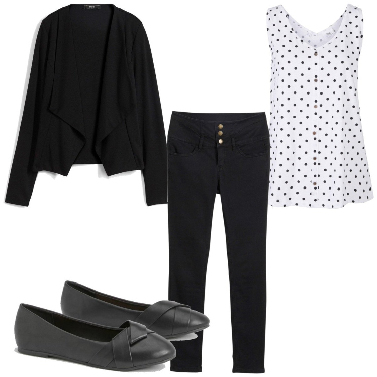 Outfit femme - Basique #1119. Style Basique pour Tous les jours. Assortir avec blazers, hauts, jean skinny, ballerines.