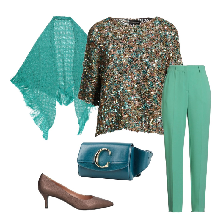 Outfit donna - Total look #2362575. Stile Chic per Ufficio. Abbinamento con pullovers, pantaloni, marsupi, décolleté, stole.