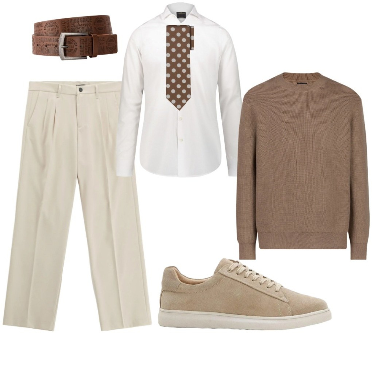 Outfit uomo - Luigi: al matrimonio di Chiara. Stile Casual per Cerimonia. Abbinamento con cinture, sneakers, pantaloni, camicie, maglieria, cravatte.
