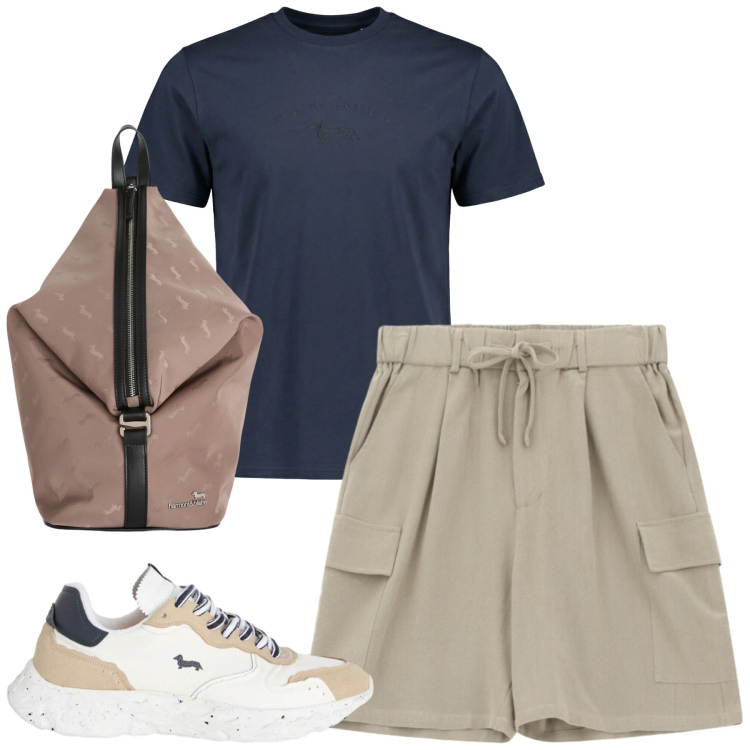Outfit uomo - Total look #2362847. Stile Casual per Tutti i giorni. Abbinamento con t-shirt, borse sportive, sneakers, bermuda.