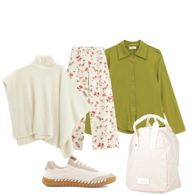 Outfit donna - Verde brillante dona energia. Stile Glamour per Tutti i giorni. Abbinamento con zaini, pantaloni a palazzo, camicie, maglieria, sneakers.