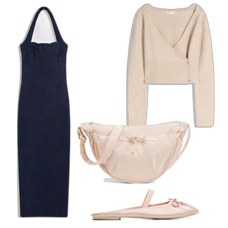 Outfit mujer - Casual chic. Estilo Casual chic para Todos los días. Combinación con bailarinas, riñoneras, cárdigans, vestidos midi/longuettes.