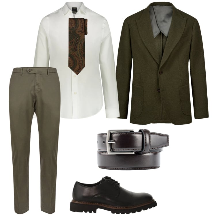 Outfit uomo - Cerimonia ad aprile. per Cerimonia. Abbinamento con scarpe stringate, camicie, pantaloni chino, cravatte, giacche, cinture.