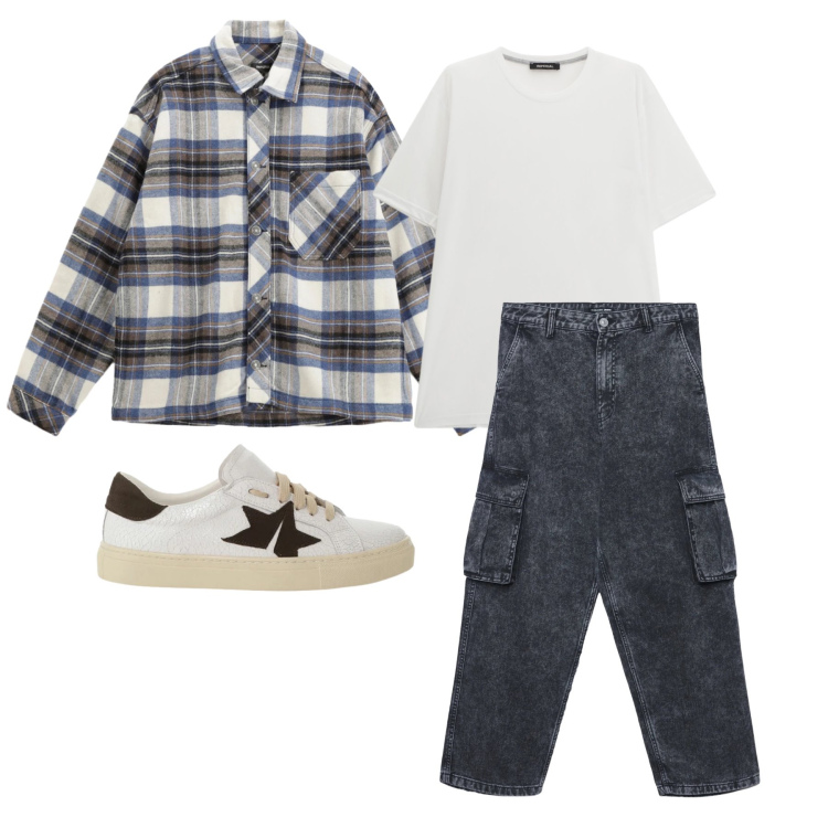 Outfit uomo - Marzo. Stile Urban per Tutti i giorni. Abbinamento con jeans, camicie, t-shirt, sneakers.