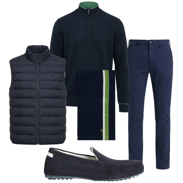 Outfit uomo - Total look #2362994. Stile Casual per Tutti i giorni. Abbinamento con scarpe stringate, piumini, sciarpe, pantaloni chino, maglieria.